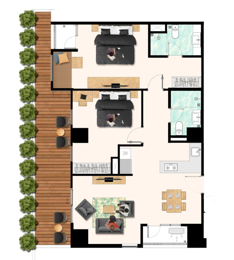 Denah The Promenade Apartment Bedroom Suite H Terrace